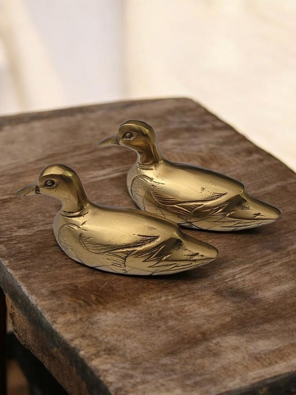 Brass Duck Figurines Decorative Pair - Gold